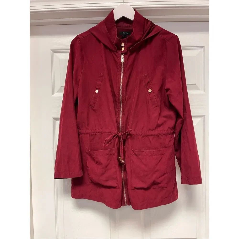 SKY Plus Burgundy Light Weight Hooded Jacket sz 1X